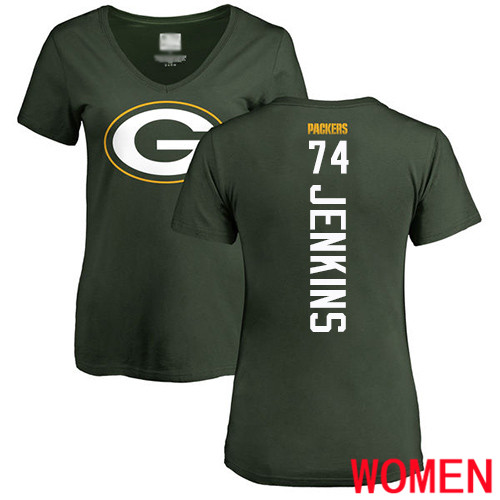 Green Bay Packers Green Women #74 Jenkins Elgton Backer Nike NFL T Shirt